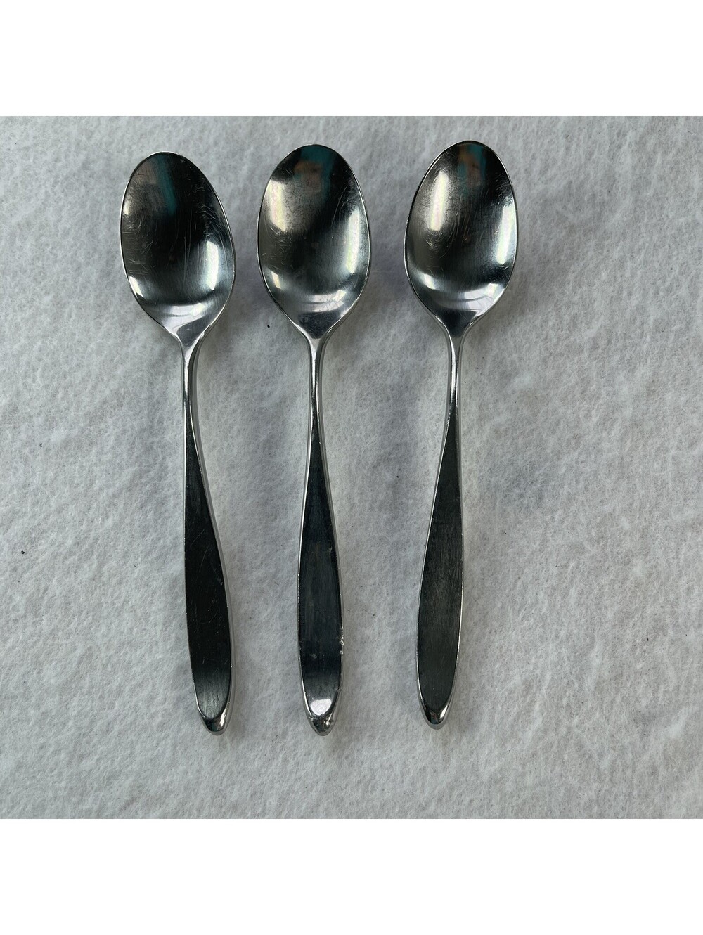 lauffer Norway Stainless Teaspoons SET OF 3 oval SPOONS 6” flatware silverware 